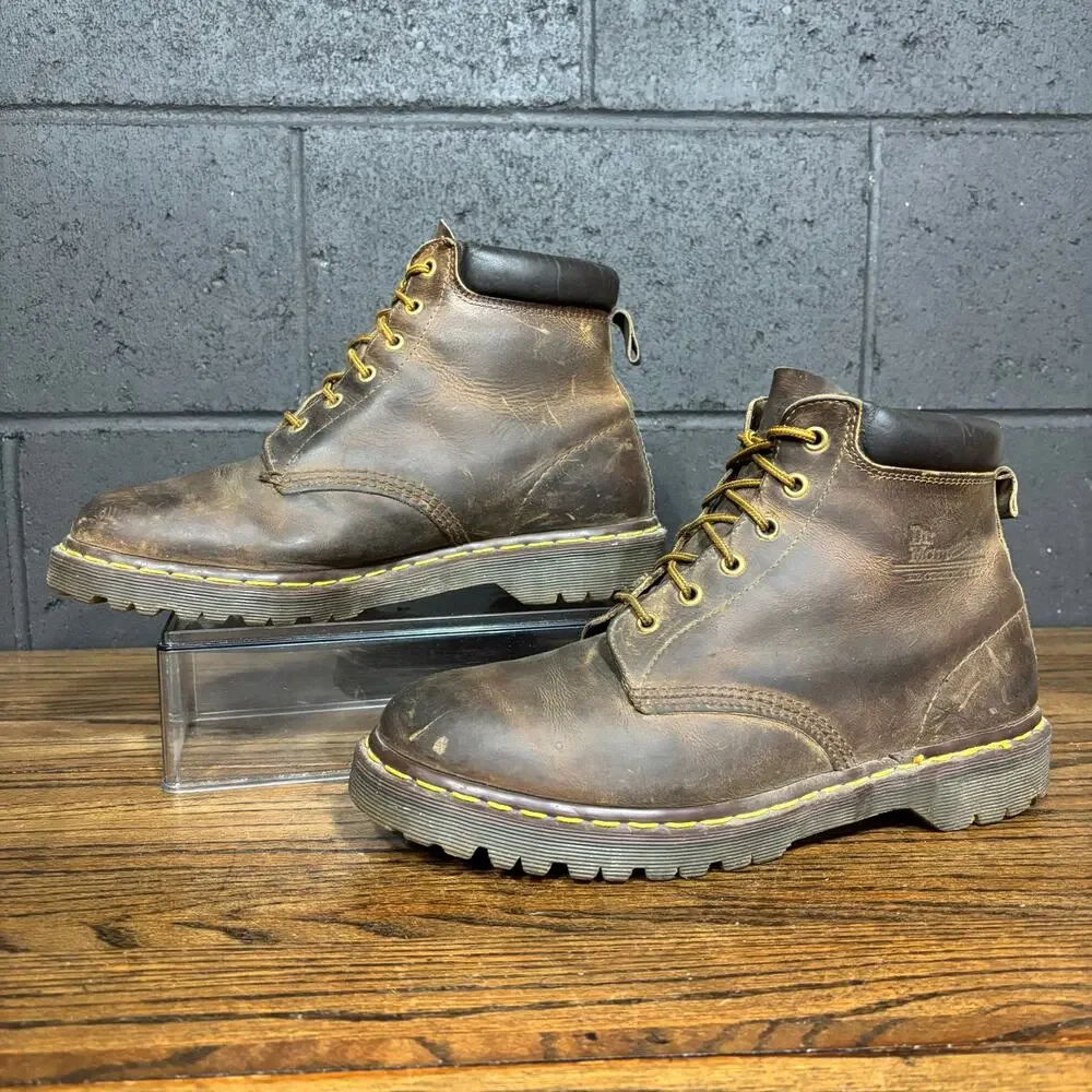 Vintage Dr Martens Made in England Men’s 11 Brown Leather 6 Eye Ankle Boots
